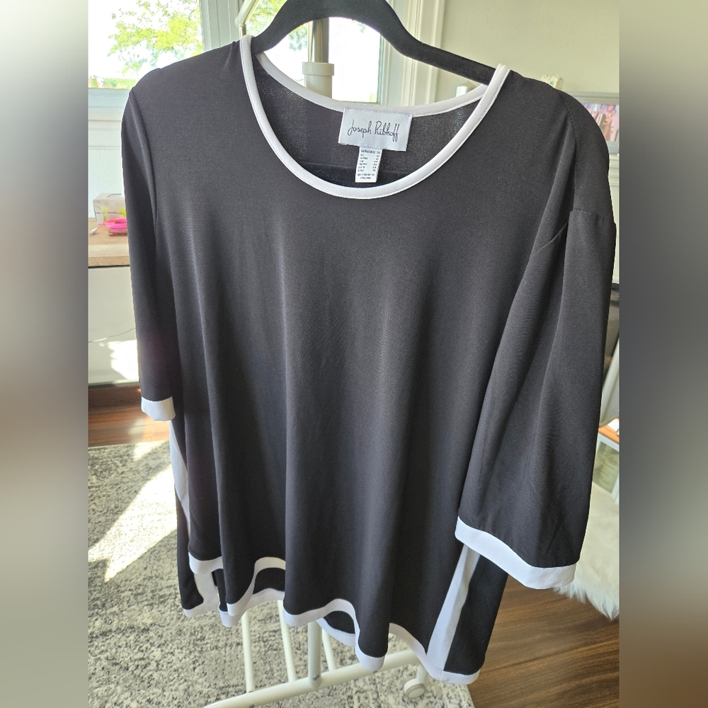 Joseph Ribkoff Black Tunic with White Accents